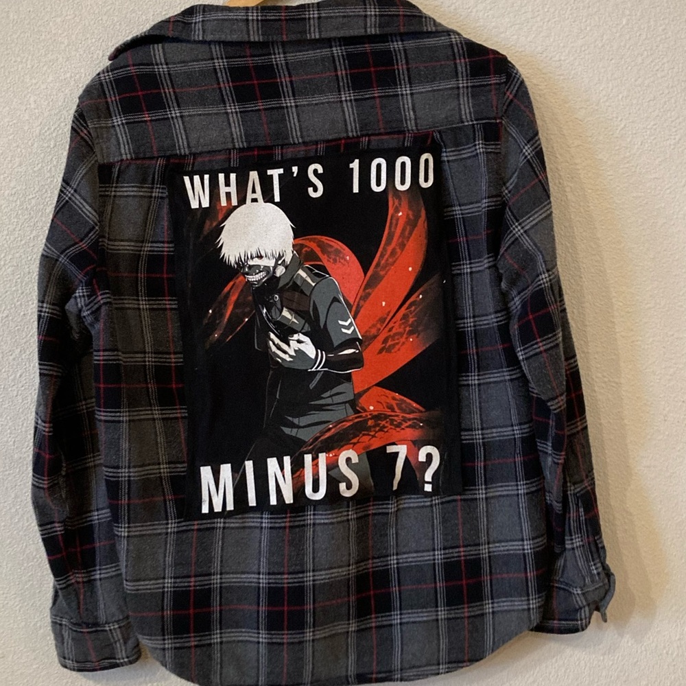 Upcycled Tokyo Ghoul flannel shirt